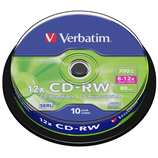 CD vierge réinscriptible Verbatim CD-RW (boite de 10) CD vierge réinscriptible Verbatim CD-RW (boite de 10)