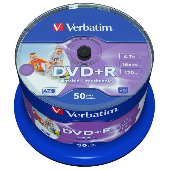 DVD vierge imprimable Verbatim DVD+R 16x (boite de 50)