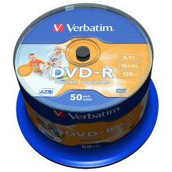 DVD vierge Verbatim DVD-R 16x imprimable (boite de 50) DVD vierge Verbatim DVD-R 16x imprimable (boite de 50)