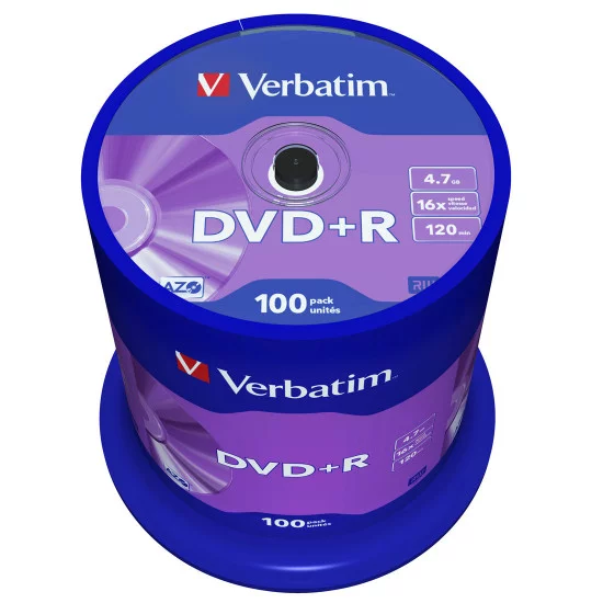 DVD vierge Verbatim DVD+R 16x. (boite de 100) 43551 pas cher