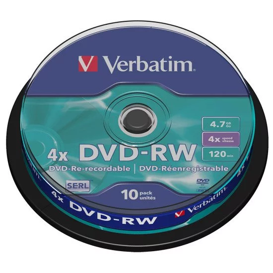 DVD vierge Verbatim DVD-RW 4x (boite de 10) 43552 pas cher