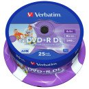 DVD vierge Verbatim DVD+R DL double couche imprimable 8x (boite de 25) DVD vierge Verbatim DVD+R DL double couche imprimable 8x (boite de 25)