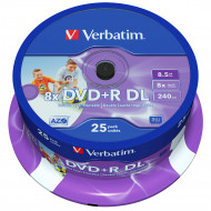DVD vierge Verbatim DVD+R DL double couche imprimable 8x (boite de 25) DVD vierge Verbatim DVD+R DL double couche imprimable 8x (boite de 25)