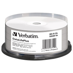 Verbatim Blu-ray vierge BD-R DL 50Go 6x imprimable 25p. Verbatim Blu-ray vierge BD-R DL 50Go 6x imprimable 25p.