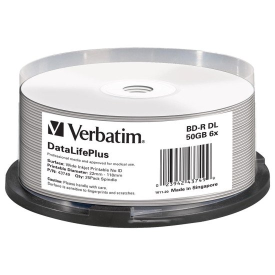 Verbatim Blu-ray vierge BD-R DL 50Go 6x imprimable 25p.