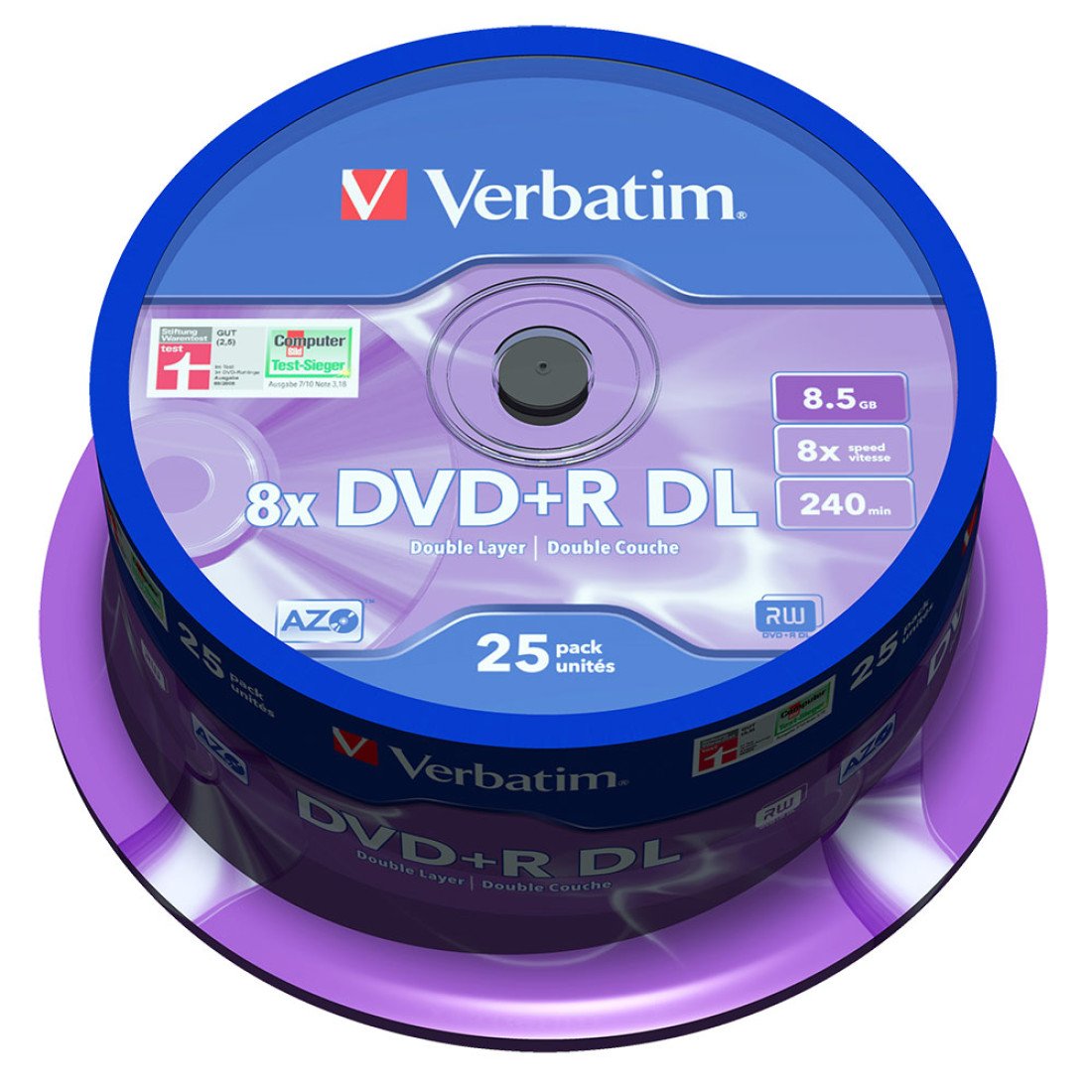 DVD vierge verbatim DVD R double couche 8x 25p. 43757 pas cher