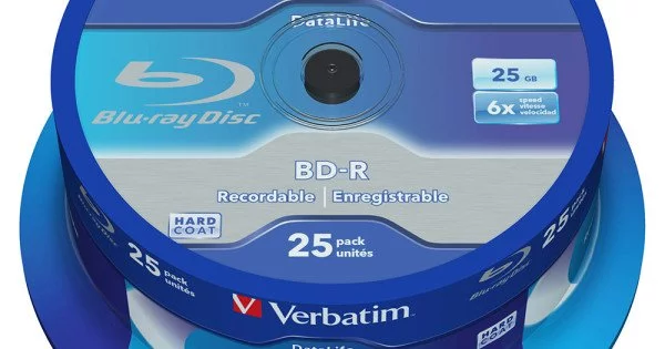 Verbatim 43812 BD-R 25 Go - Lot De 50 Disques Blu-Ray Vierges Imprimables, Vitesse 6x, Emballage Fuseau