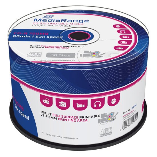 CD vierge Mediarange imprimable 700 Mo 52x (boite de 50)