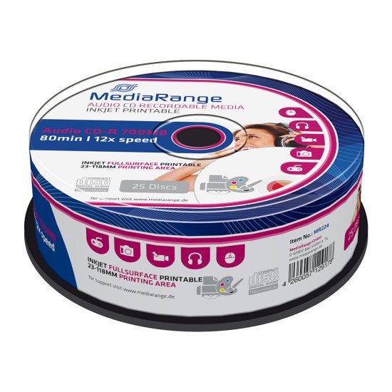 CD vierge audio imprimable Mediarange 700Mo 52x (Boite de 25)