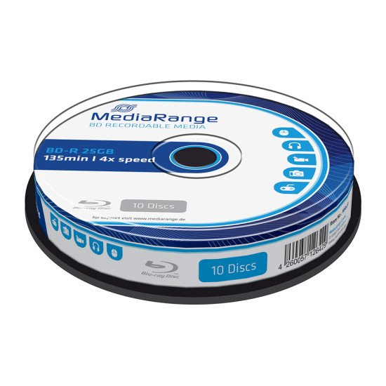 Mediarange Blu-ray vierge BD-R 4x 10p. Mediarange Blu-ray vierge BD-R 4x 10p.