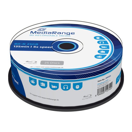 Mediarange Blu-ray vierge BD-R 4x 25p. Mediarange Blu-ray vierge BD-R 4x 25p.