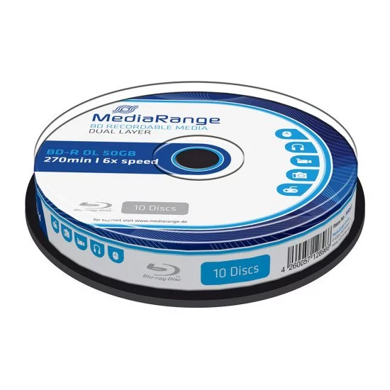 Mediarange Blu Ray Vierge Double Couche Bd R Dl 50go Boite De 10 Mr507 Pas Cher