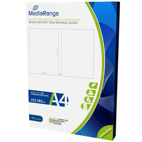 Mediarange Jaquette DVD pour boitier 14mm 50p. Mediarange Jaquette DVD pour boitier 14mm 50p.