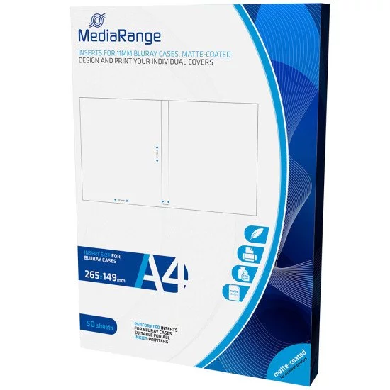 Mediarange Jaquette Blu-ray pour boitier 11mm 50p. Mediarange Jaquette Blu-ray pour boitier 11mm 50p.