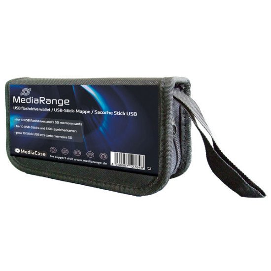 Mediarange pochette de rangement pour 10 clés USB et 5 carte mémoires