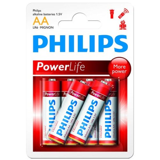 Philips piles alcalines LR06-AA 6p. Philips piles alcalines LR06-AA 6p.