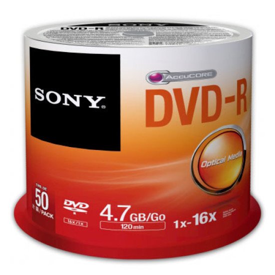 DVD vierge Sony DVD-R 16x 50p. DVD vierge Sony DVD-R 16x 50p.