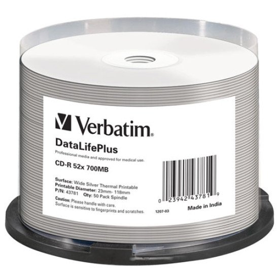 Verbatim CD-R pour impression transfert thermique (boite de 50) Verbatim CD-R pour impression transfert thermique (boite de 50)