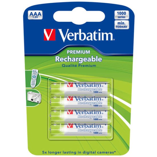 Verbatim piles rechargeables 930mAh aaa-LR03 4p. Verbatim piles rechargeables 930mAh aaa-LR03 4p.
