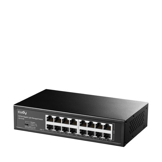 Cudy 16-Port Gigabit Easy-Managed Switch, GS1016E 1.0 Géré L2 Gigabit Ethernet (10/100/1000) Noir