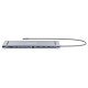 Manhattan Dock/hub USB-C avec lecteur de cartes: audio 3,5 mm, DisplayPort, Ethernet, 2x HDMI, 3x USB-A + 2x USB-C,avec PD 100W - nécessite un chargeur USB-C externe (non inclus).Alimenté par USB (aucune alimentation externe requise) lorsque le PD n'est p