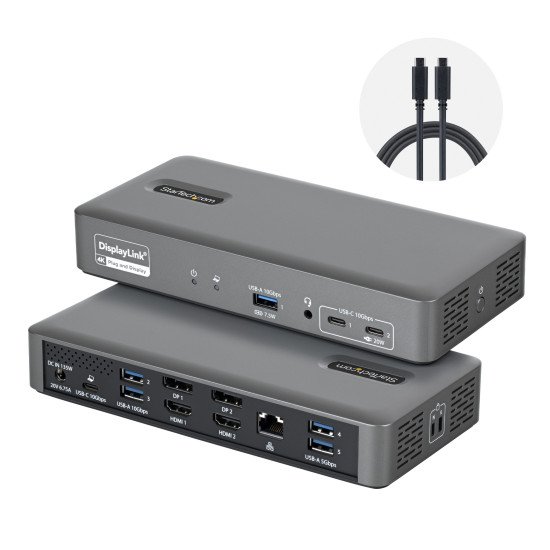 StarTech.com 194UE-USBC-SMARTDOCK station d'accueil Avec fil USB 3.2 Gen 2 (3.1 Gen 2) Type-C Gris
