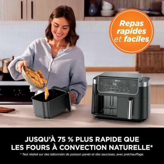 Ninja DualZone Double 7,6 L Autonome Friteuse d'air chaud Noir