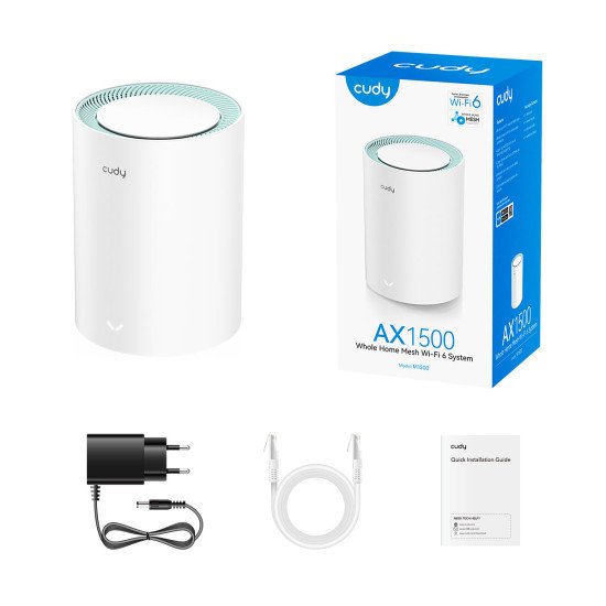 Cudy AX1500 Gigabit Mesh Wi-Fi 6 System, M1500 1-PACK 1.0 Bi-bande (2,4 GHz / 5 GHz) Wi-Fi 6 (802.11ax) Blanc 3 Interne