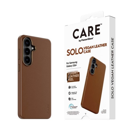 PanzerGlass CARE™ by ® Solo Case Brown w. Qi Samsung Galaxy S26+ coque de protection pour téléphones portables Housse Marron