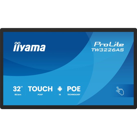 iiyama TW3226AS-B3P Écran d'affichage dynamique Écran plat interactif 80 cm (31.5") LED Wifi 500 cd/m² Full HD Noir Écran tactile Intégré dans le processeur Android 14 24/7