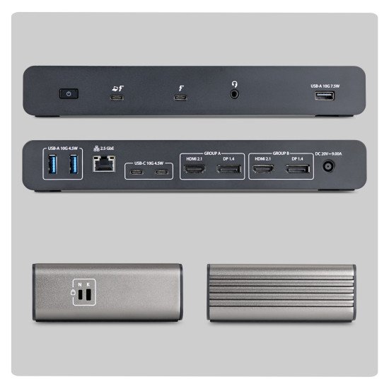 StarTech.com 206UE-TB5USB4DOCK station d'accueil Avec fil Thunderbolt 5 Noir, Gris