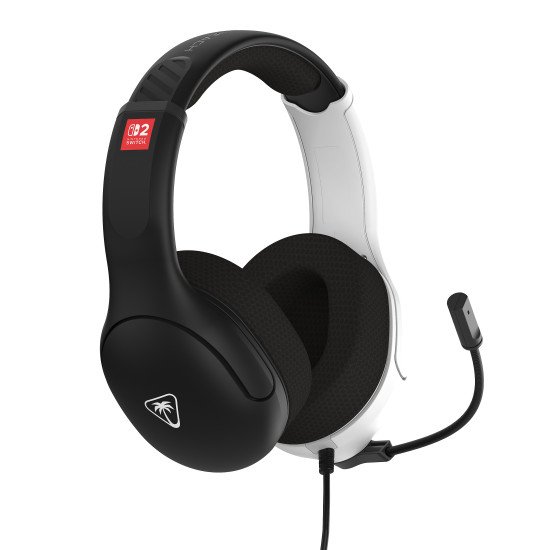 Turtle Beach Airlite Fit Noir et Blanc Casque de gaming filaire sous licence officielle pour Nintendo Switch 2, Nintendo Switch, Lite - Modèle OLED