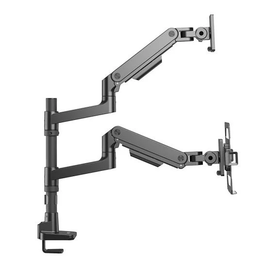 ACT Bras pour moniteur et ordinateur portable office premium, avec vérin à gaz, monté sur poteau ACT Bras pour moniteur et ordinateur portable office premium, avec vérin à gaz, monté sur poteau