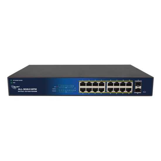 ALLNET ALL-SG8418PM commutateur réseau Géré Gigabit Ethernet (10/100/1000) Connexion Ethernet POE 19U Noir
