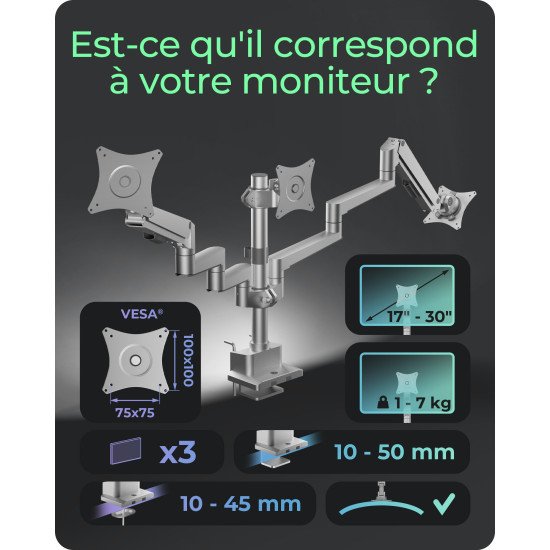 ICY BOX IB-MS525-T 76,2 cm (30") Bureau Gris, Argent