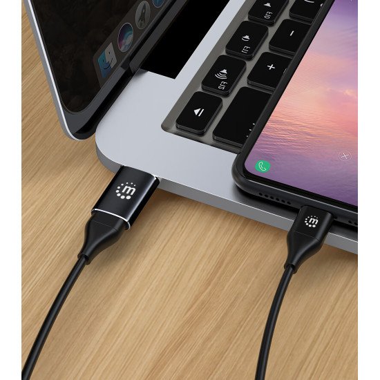 Manhattan Adaptateur USB-C vers USB-A, femelle vers mâle, 10 Gbit/s (USB 3.2 Gen 2 / USB 3.1), noir, garantie à vie