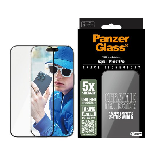 PanzerGlass ® Ceramic Screen Protector iPhone 16 Pro | Ultra-Wide Fit Protection d'écran transparent Apple 1 pièce(s) PanzerGlass ® Ceramic Screen Protector iPhone 16 Pro | Ultra-Wide Fit Protection d'écran transparent Apple 1 pièce(s)
