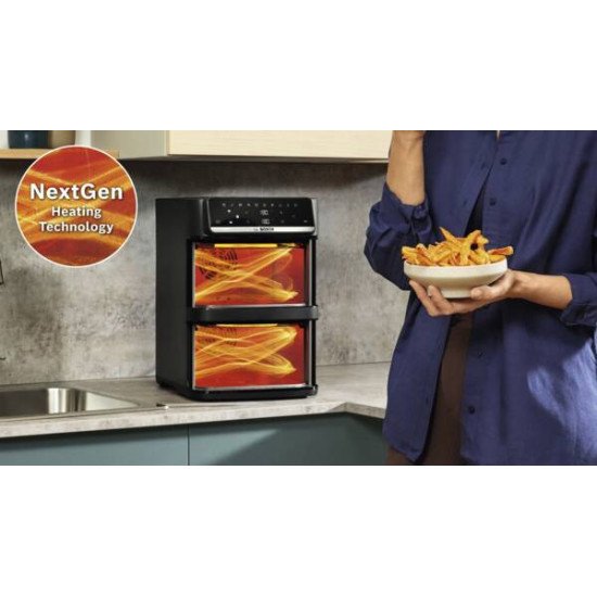 Bosch Serie 6 MAFD661B7 friteuse Double 12 L Autonome 2800 W Friteuse d'air chaud Noir