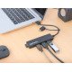 Manhattan Dock/hub combo USB-C & USB-A, 4 ports : 4x USB-A, 5 Gbit/s (USB 3.0), Alimenté par USB (aucune alimentation externe requise)