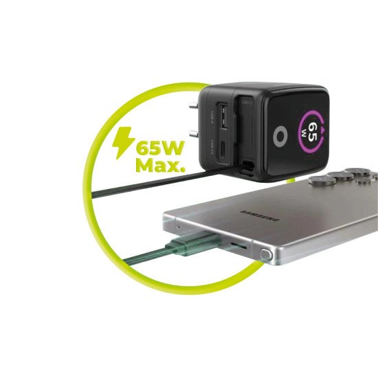 Mobile Origin MO-65WDCH-PW3 chargeur d'appareils mobiles Universel Noir Secteur Charge rapide Intérieure