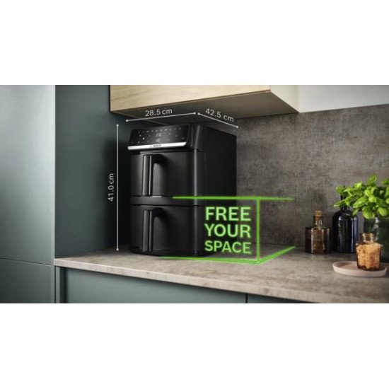 Bosch Serie 6 MAFD661B7 friteuse Double 12 L Autonome 2800 W Friteuse d'air chaud Noir
