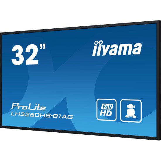 iiyama PROLITE Carte A numérique 80 cm (31.5") LED Wifi 500 cd/m² Full HD Noir Intégré dans le processeur Android 11 24/7