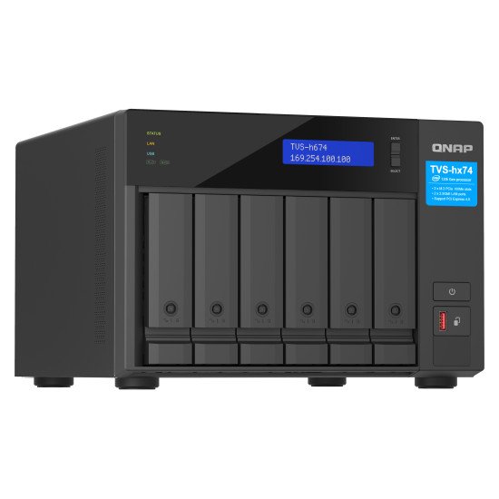 QNAP TVS-h674 NAS Tower Intel® Core™ i3 i3-12100 16 Go DDR4 0 To QuTS hero Noir