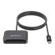Manhattan Lecteur de cartes à puce à contact USB-C, avec emplacement microSD, connecteur USB-C mâle, compatible avec Windows, macOS et Linux, lit les cartes SIM avec adaptateur, câble de 1 m, noir, garantie de 3 ans