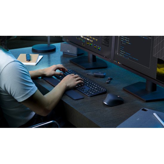 Logitech MX Keys S Combo clavier Souris incluse Bureau RF sans fil + Bluetooth Danois, Finlandais, Norvégien, Suédois Graphite