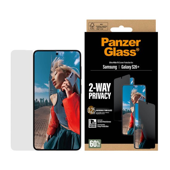 PanzerGlass ® 2-Way Privacy Screen Protector Samsung Galaxy S26+ | Ultra-Wide Fit w. EasyAligner Protection d'écran transparent 1 pièce(s)