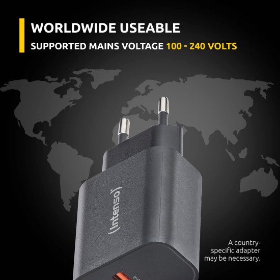 Intenso Adaptateur secteur W30AC, 30 W, ports USB-A et USB-C, noir