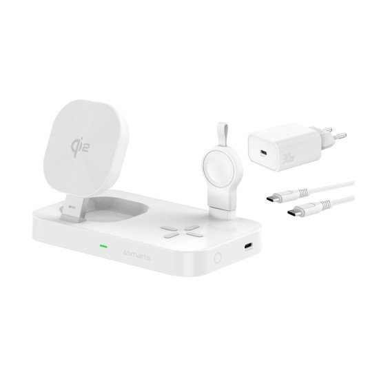 4smarts 541368 chargeur d'appareils mobiles Casques, Smartphone, Smartwatch Blanc Secteur Recharge sans fil Charge rapide Intérieure
