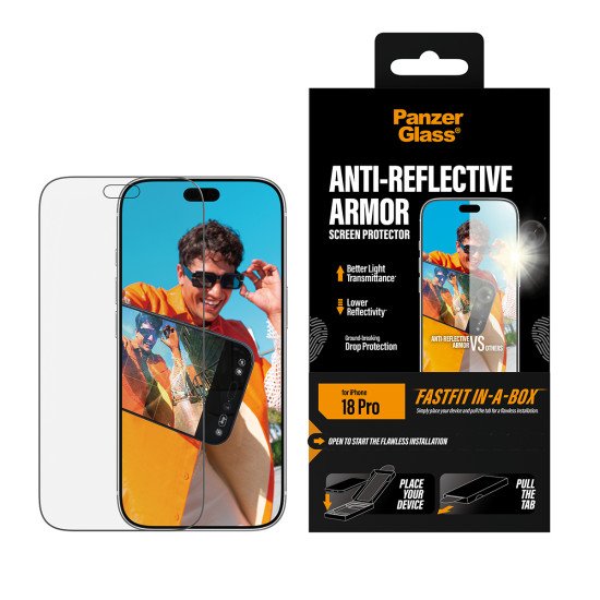 PanzerGlass ® Anti-reflective Armor Screen Protector iPhone 2026 Pro w. FASTFIT IN-A-BOX Protection d'écran transparent 1 pièce(s)