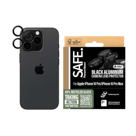 PanzerGlass SAFE. by ® Camera Lens Protector Black iPhone iPhone 16 Pro | 16 Pro Max Protection d'écran transparent Apple 1 pièce(s)